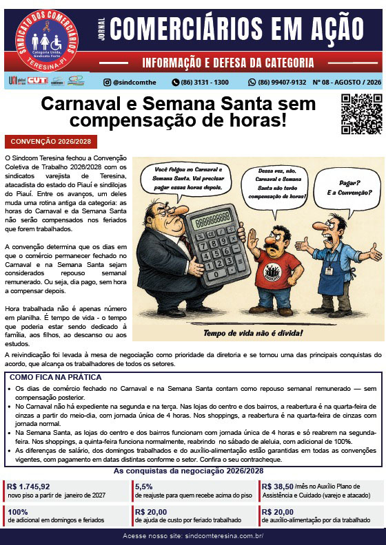 Capa do jornal Comerciários em Ação